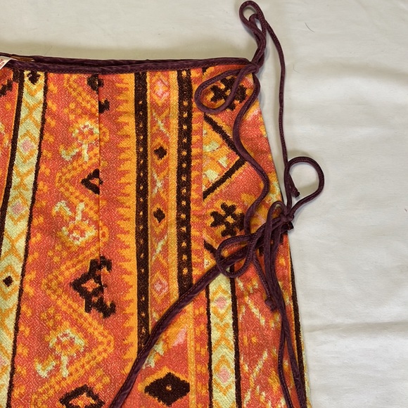 Free People Cleo Wrap Skirt in Rust Combo Size 6 - Picture 5 of 11
